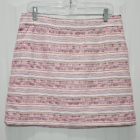 Loft Textured A-Line Striped Skirt Lined Pockets - Picture 1 of 8